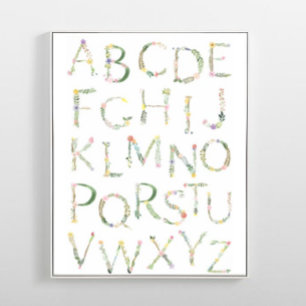 Bloemen ABC Alphabet Kwekerij Kunst Poster
