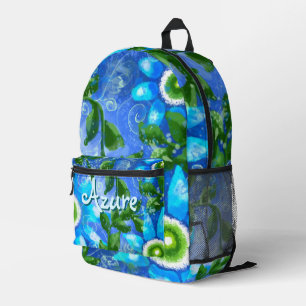 Bloemen Abstract Blauw Groen Bloemen Gepersonalise Bedrukte Rugzak