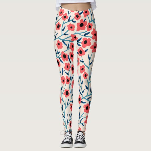 Bloemen Abstract: Bloeiende  Patroon. Leggings (Voorkant)