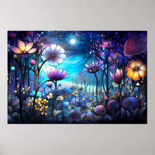 Bloemen abstract fantasie landschap   AI Poster