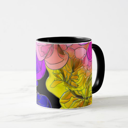 Bloemen Abstract in Glas in lood Mok (Voorkant rechts)