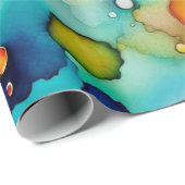 Bloemen Abstracte alcoholinkt Cadeaupapier (Rol Hoek)