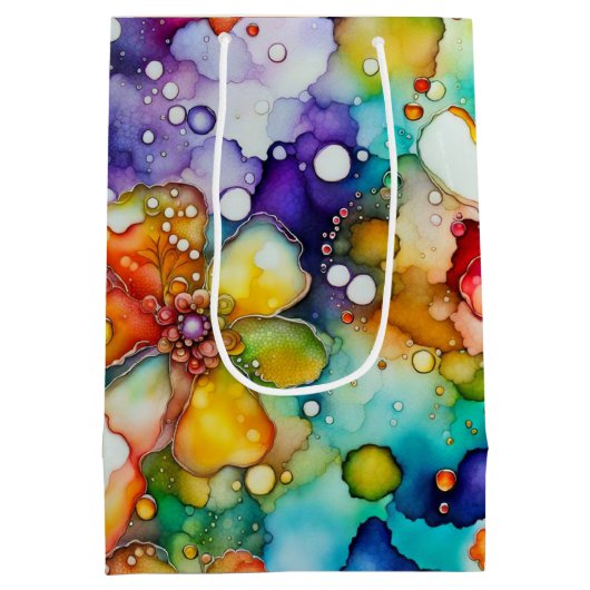 Bloemen Abstracte alcoholinkt Medium Cadeauzakje (Achterkant)