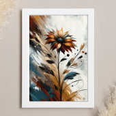 Bloemen Abstracte Bloemenkunst in Terracotta Poster