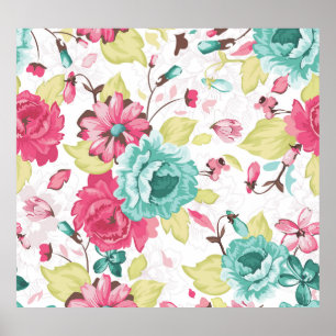 Bloemen Abstracte Elegantie Naadloze Achtergrond. Poster