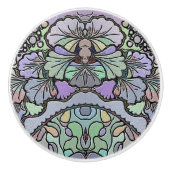 Bloemen abstracte paarse pansy mozaïekpatroon keramische knop (Voorkant)