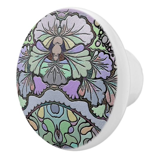 Bloemen abstracte paarse pansy mozaïekpatroon keramische knop (Rechts)