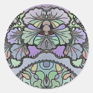 Bloemen abstracte paarse pansy mozaïekpatroon ronde sticker