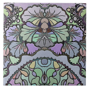 Bloemen abstracte paarse pansy mozaïekpatroon tegeltje