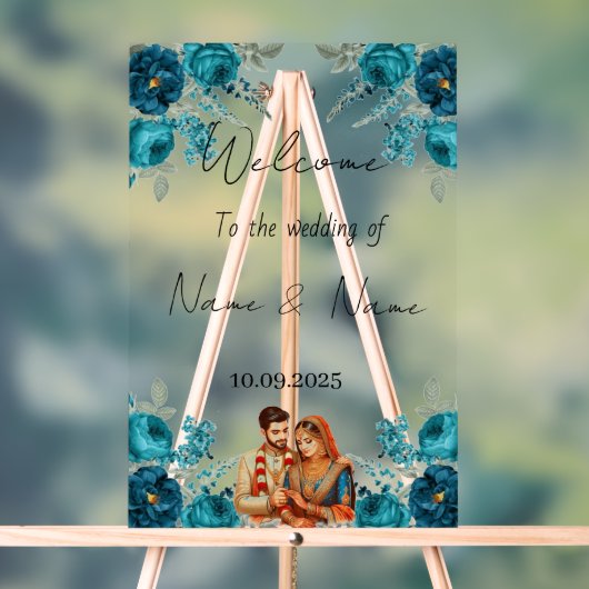 Bloemen acryl bruiloft teken acryl bord (Neutraal)