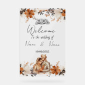 Bloemen acryl bruiloft teken bord (Voorkant)