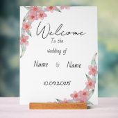 Bloemen acryl bruiloft teken bord (Neutraal)