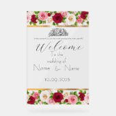 Bloemen acryl bruiloft teken bord (Voorkant)