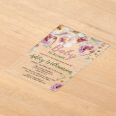 Bloemen Acryl Roze Meisje Baby in Bloom Shower Acryl Uitnodigingen (Laagn)