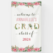 Bloemen Afstuderen Luau Klasse van 2024 Welkom Spandoek (Verticaal)
