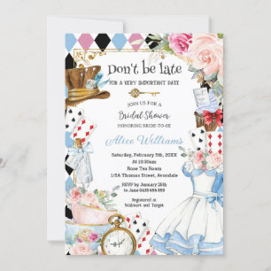 Bloemen Alice in Wonderland Vrijgezellenfeest Tea Kaart