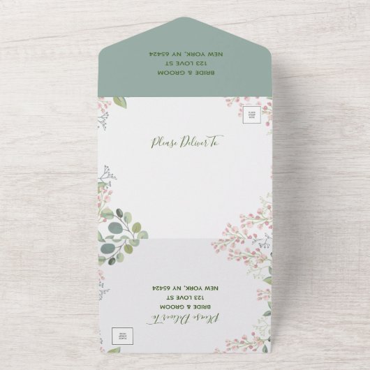 Bloemen · All in One Wedding Invitate All In One Uitnodiging (Buitenkant)