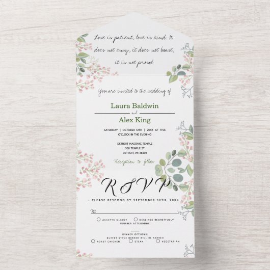 Bloemen · All in One Wedding Invitate All In One Uitnodiging (Binnen)