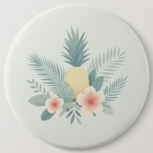 Bloemen Ananas & Hawaiian Ronde Button 6,0 Cm