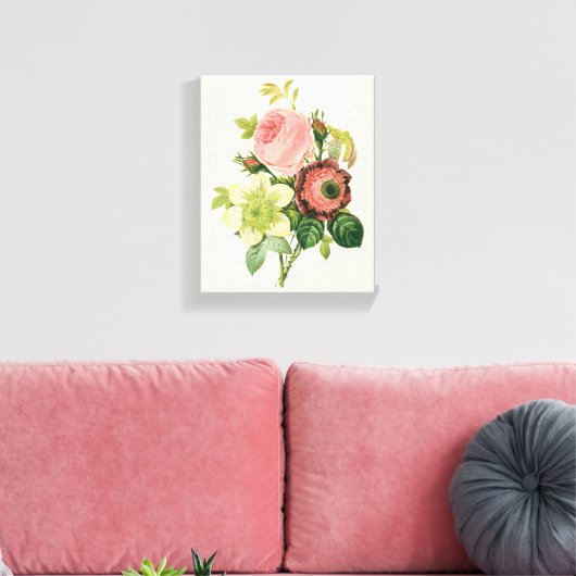  bloemen, Anemone Rozen Clematis door Redoute Canvas Afdruk (Insitu (Woonkamer))