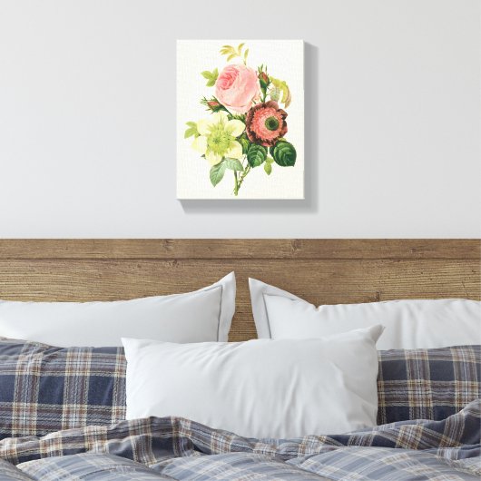  bloemen, Anemone Rozen Clematis door Redoute Canvas Afdruk (Insitu (Slaapkamer))