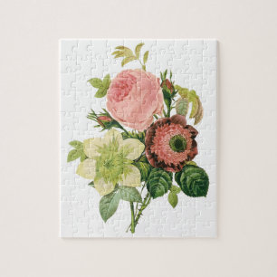  bloemen, Anemone Rozen Clematis door Redoute Legpuzzel