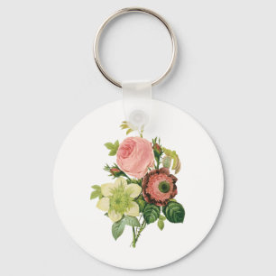  bloemen, Anemone Rozen Clematis door Redoute Sleutelhanger