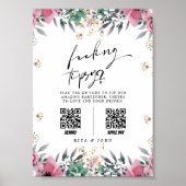 Bloemen Anjer Tip Uw Bartender Trouwbord Poster (Voorkant)