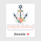 Bloemen Anker Nautisch Geloof Marine & Koraal Logo Sticker (Vel)