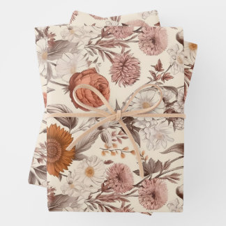 Bloemen Antiek Cream Blush Boho Wildflower Inpakpapier Vel