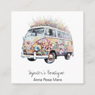 *~* Bloemen AP57 Boho QR Retro Vintage Vierkante Visitekaartje
