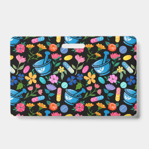 Bloemen apotheek patroon badge