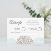  bloemen Aqua Blue Wedding RSVP (Staand voorkant)