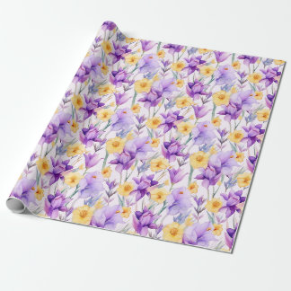 Bloemen aquarel - Geel en Paars - Daffodil Cadeaupapier