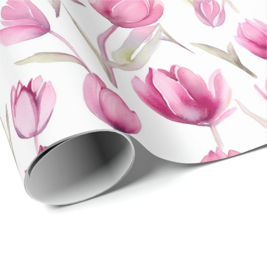 Bloemen aquarel inpakpapier - Tulpen (Rol Hoek)
