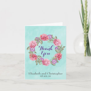 Bloemen Aquarel Krans Bruiloft Dankjewel Bedankkaart