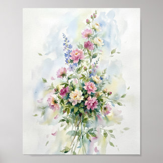 Bloemen Aquarel Kunst Schilderij Poster