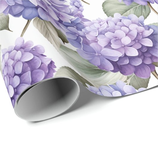 Bloemen aquarel - Lavendel Paarse Hydrangeas Cadeaupapier (Rol Hoek)