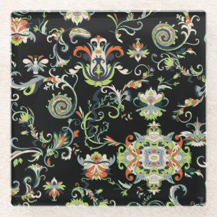 Bloemen Arabisch Ornament: Naadloos Traditioneel Glazen Onderzetter