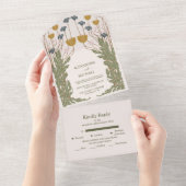 Bloemen Art Nouveau Bruiloft All In One Uitnodiging (Afscheurbaar)