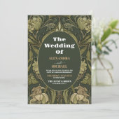 Bloemen Art Nouveau Bruiloft Kaart (Staand voorkant)