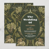 Bloemen Art Nouveau Bruiloft Kaart (Voorkant / Achterkant)