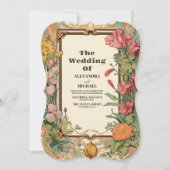 Bloemen Art Nouveau Bruiloft Kaart (Voorkant)