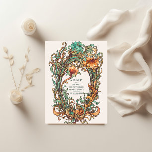 Bloemen Art Nouveau bruiloft Kaart
