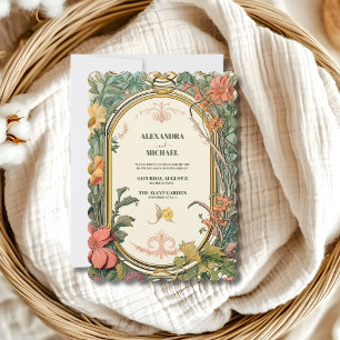  Bloemen Art Nouveau Bruiloft Kaart