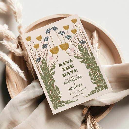 Bloemen Art Nouveau Bruiloft Save The Date