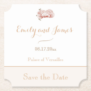 Bloemen Art Nouveau Bruiloft Save the Date Kartonnen Onderzetters