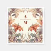 Bloemen Art Nouveau Bruiloft Servet (Voorkant)