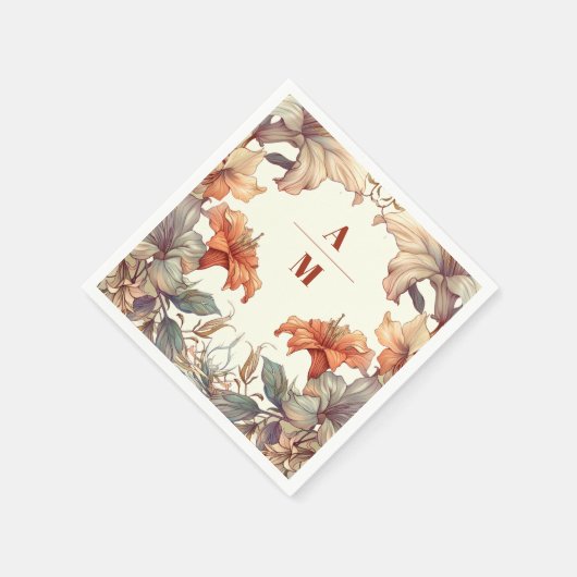 Bloemen Art Nouveau Bruiloft Servet (Hoek)