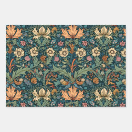 Bloemen, , art nouveau, William Morris stijl, Inpakpapier Vel